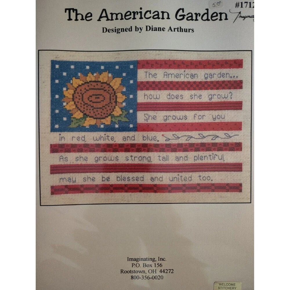 Diane Arthurs The American Garden Cross Stitch Pattern Sunflower Flag...